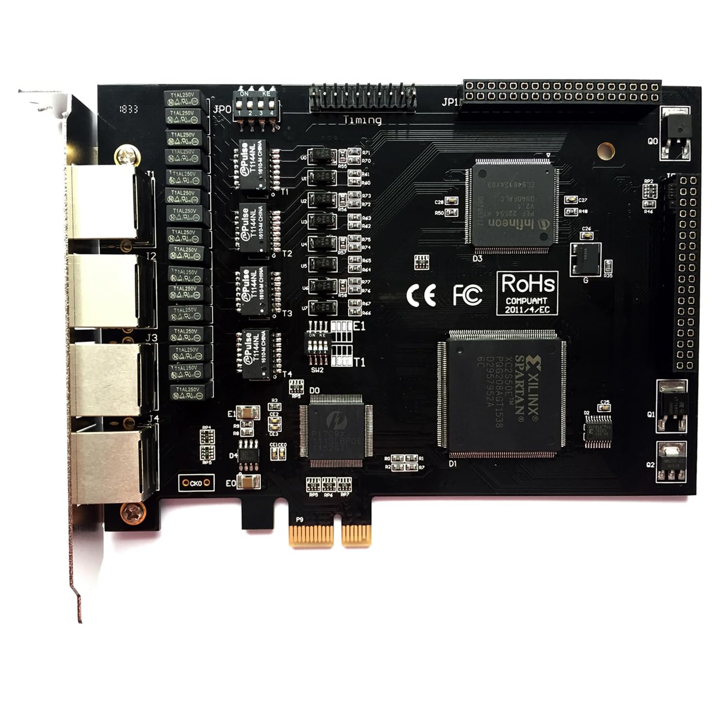 TE420 Asterisk Card with 4 E1 Ports, PCIe Connector Digital ISDN PRI E1 Card For Asterisk PBX VoIP Phone System