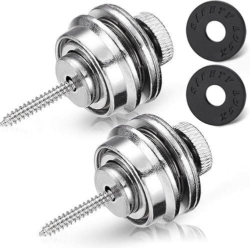 Facmogu 2 cerraduras de correa de guitarra negra, sistema de retención de correa de doble diseño con bloque de goma negra, correas de liberación