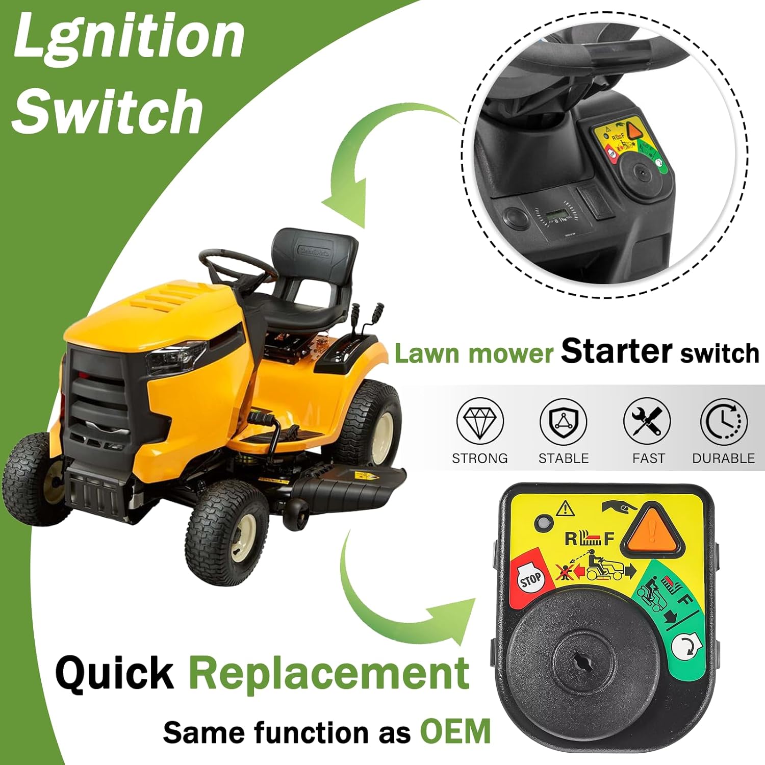 925-06119c Ignition Switch Module for Cub Cadet XT1 XT2 LTX/Troy-Bilt/MTD Craftsman Models | Cub Cadet Starter Switch Replaces 725-04227 | 7 Terminals | with 2 Key