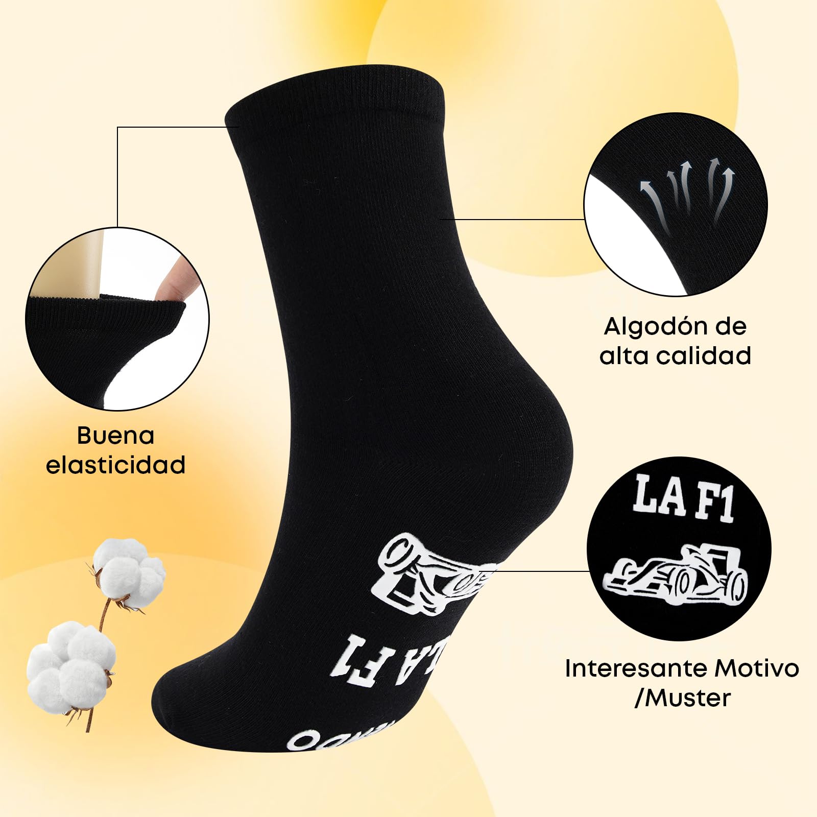 Leikedun Calcetines Divertidos de Fórmula 1 Antideslizantes Regalo Original para Amantes del F1