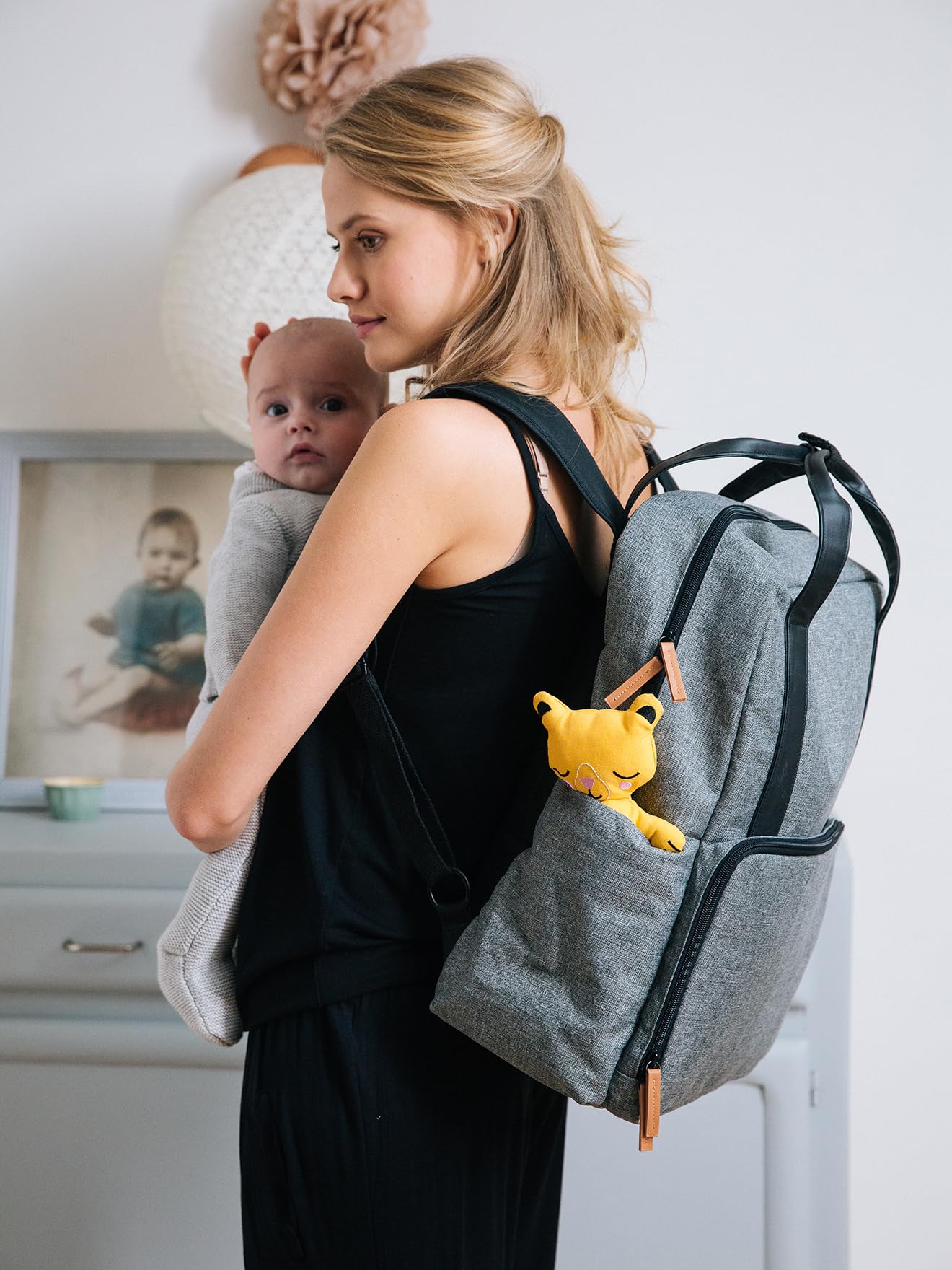 VERTBAUDET Sac à Dos à Langer avec Poches et Accessoires Gris chiné TU