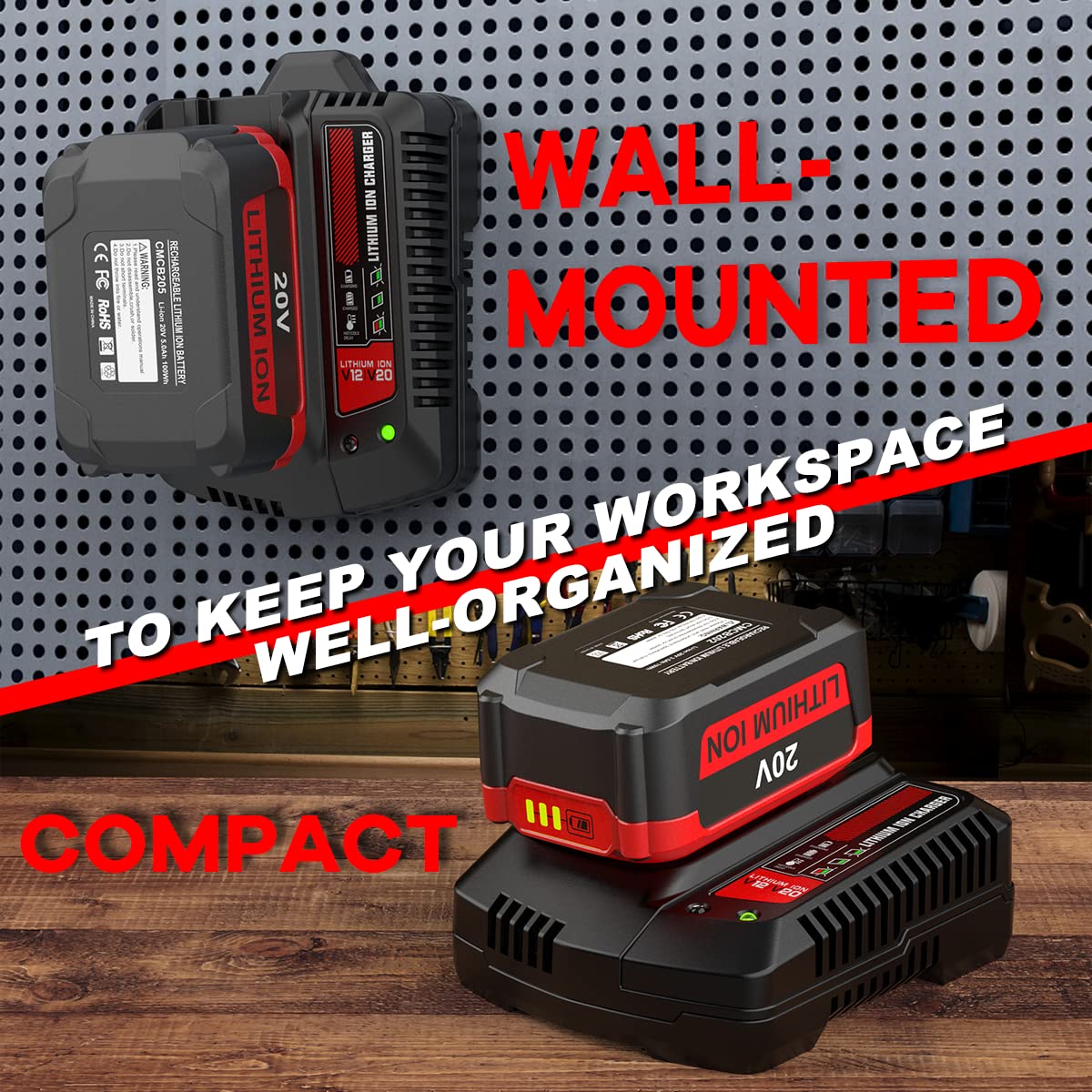 ANTRobut CMCB104 Chargeur de Rechange Craftsman 20 V pour Batterie CMCB201 CMCB202 CMCB204 CMCB205 CMCB209 V20
