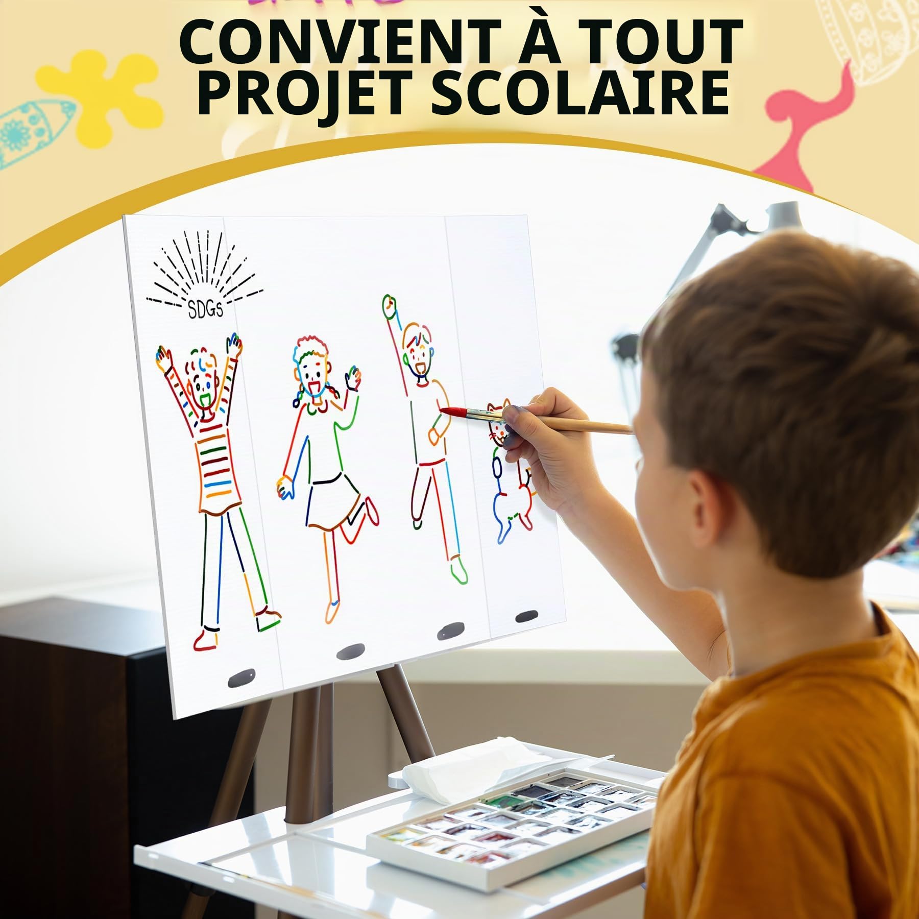 HAUTOCO Lot de 3 petits panneaux d'affichage tri-pliables, panneau d'affichage de présentation pliable 536 x 356 mm, carton ondulé léger pour afficher des photos, projets d'art et d'artisanat, blanc