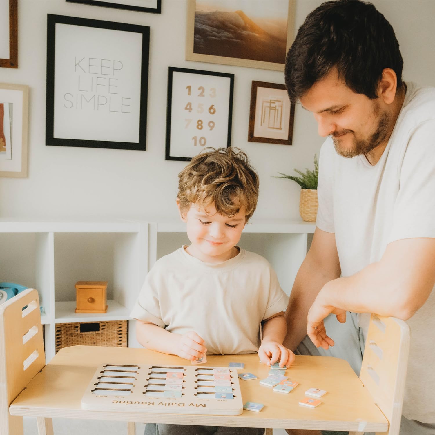 Wooden Toddler Routine Chart Ages 3-6 – Daily & Bedtime Routine Chart for Toddlers, Visual Schedule Board for Kids, Montessori-Inspired Visual Schedule for Kids Daily Routine