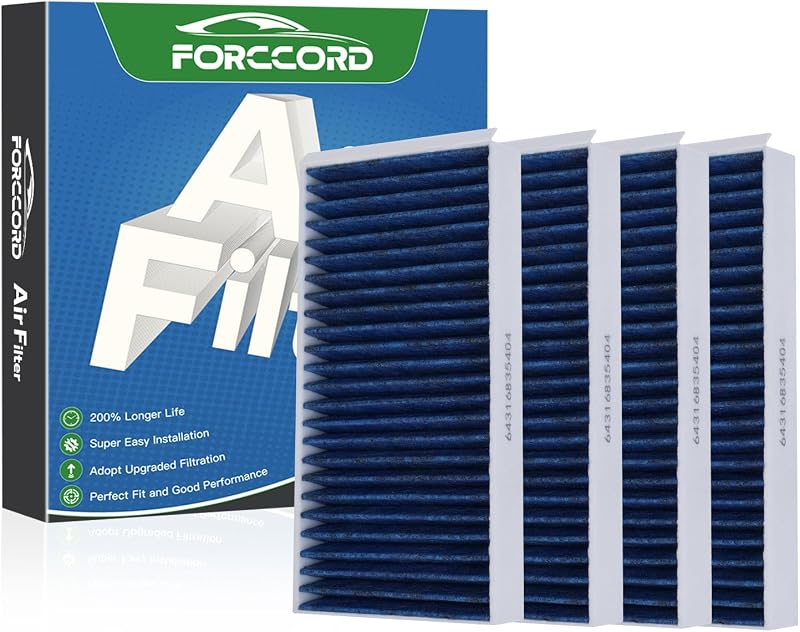 Filtro de ar-condicionado cabine Forccord para BMW X1/X2, i3, i3s e Mini Cooper – Kit com 4 unidades