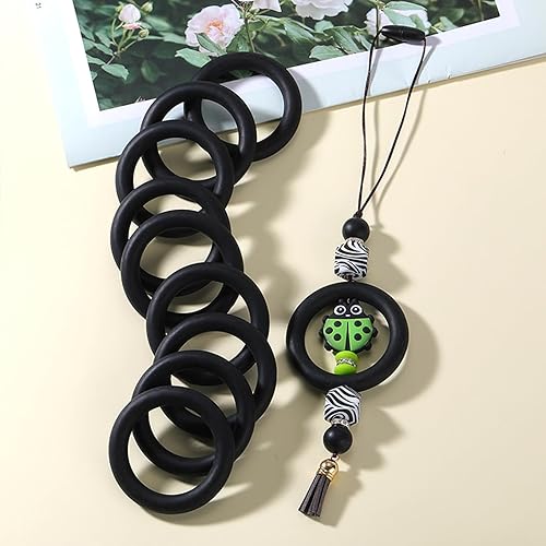 Miniatura 3 de WEWAYSMILE 9 cuentas de silicona de 2.559 in, anillo de cuentas focales a granel, impresión de transferencia de agua, cuentas de silicona para