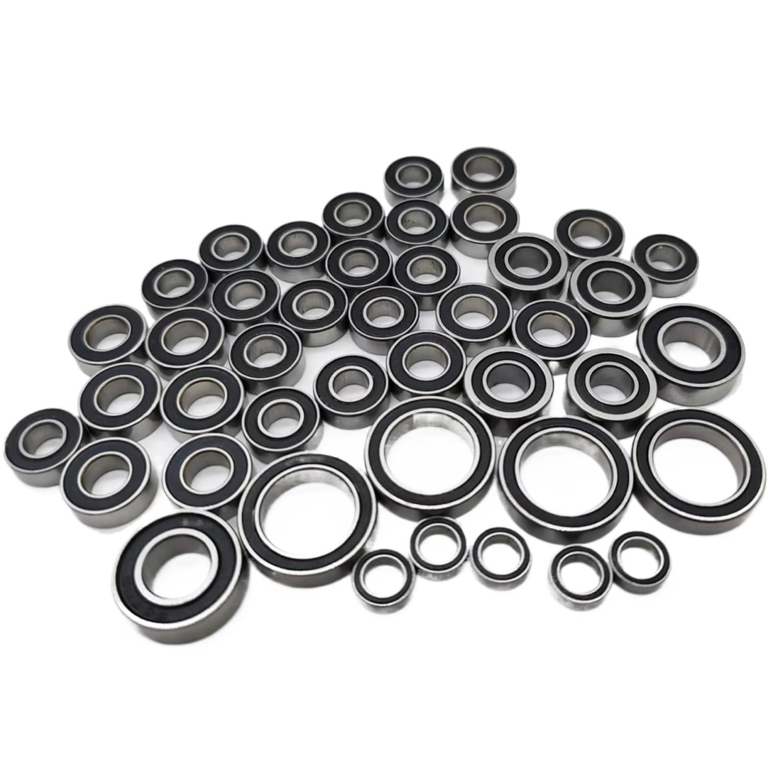 Rodamientos Bolas RC para Traxxas para Summit para Carreras 1/10 43 Piezas Rodamiento Bolas Métrico Acero Cromado 2RS Sellado De Caucho Negro con Ranura Coche RC Crawler