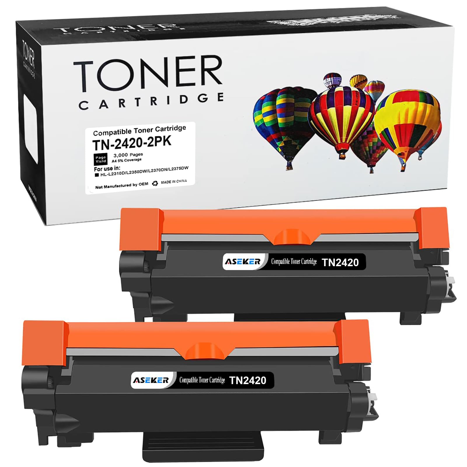 2 Packungen Kompatibel TN-2420 TN2420 Tonerkartusche für Brother HL-L2310D HL-L2350DW HL-L2370DN HL-L2375DW DCP-L2510D DCP-L2530DW DCP-L2550DN MFC-L2710DN MFC-L2710DW MFC-L2730DW MFC-L2750DW Drucker