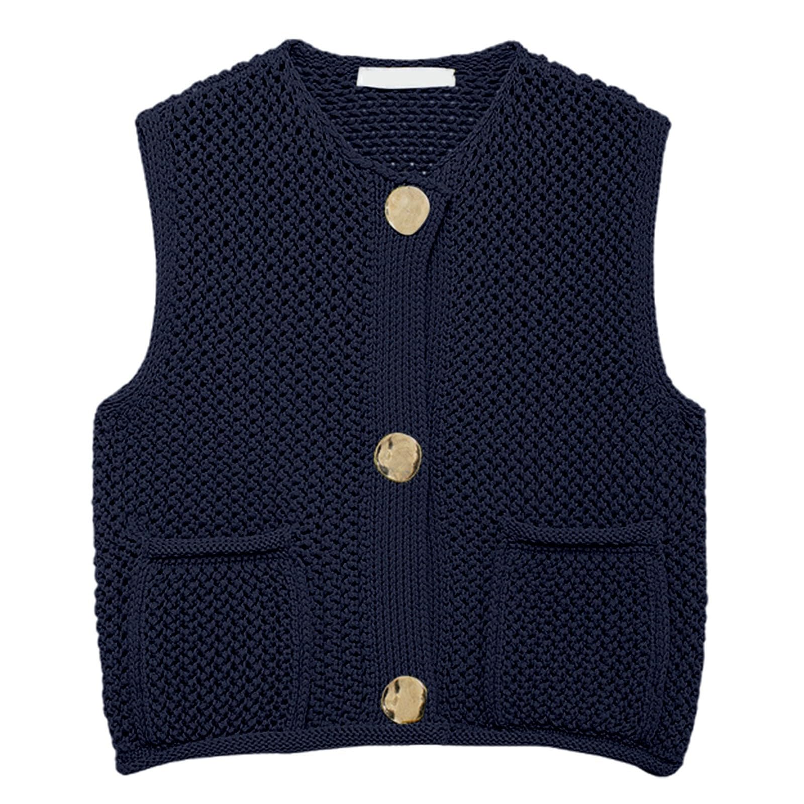 Generisch Strickjacke Kurz Modische Häkelweste mit Schnürung für Damen mit ausgehöhltem Design