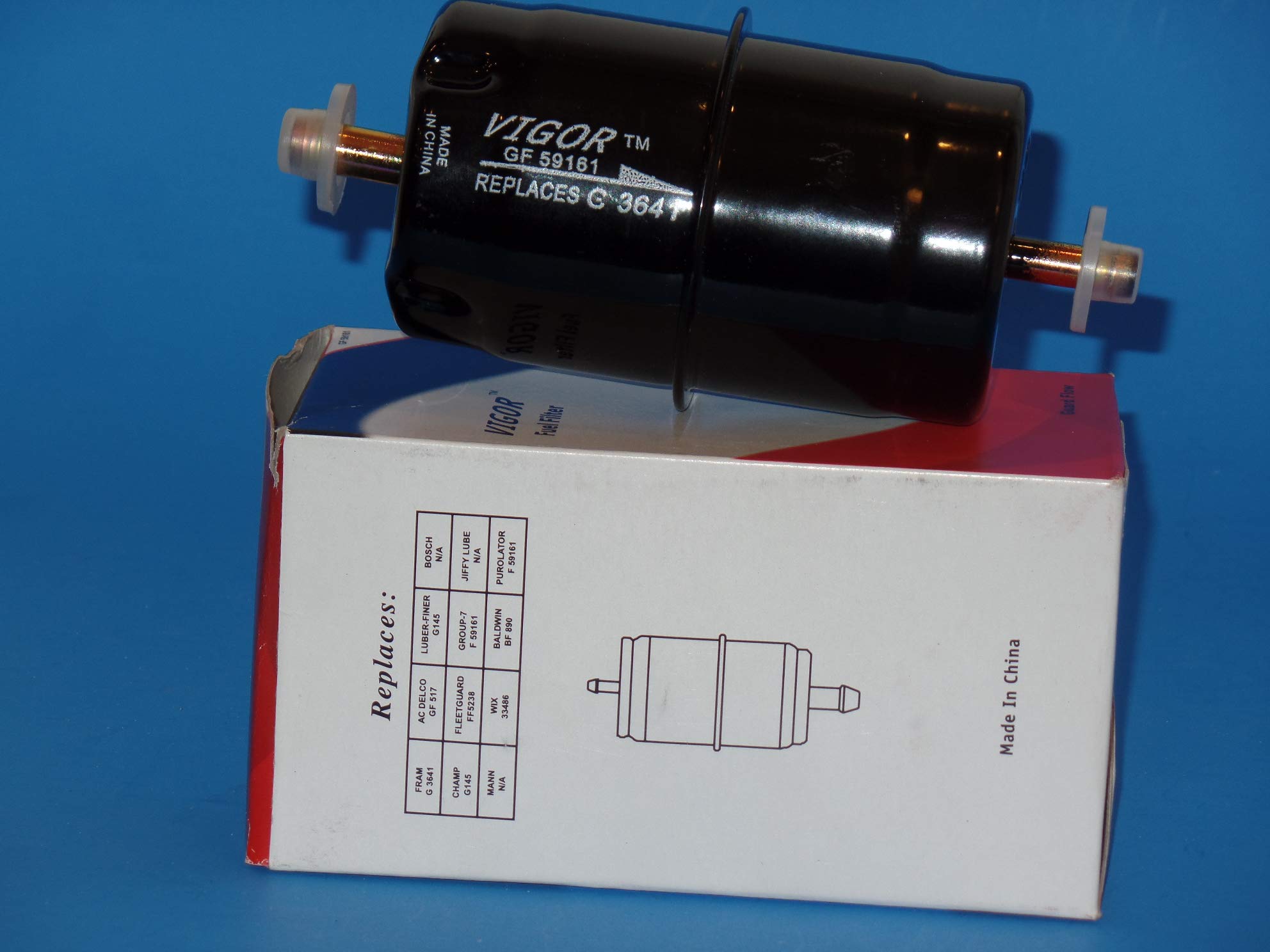 Vigor GF59161 Fuel Filter X-Ref G3641 FE282 GFA-76 G145 GF79 WCF595 FF676 P552376 FF676DL F-3641 FF5238 25055419 GF70 G145 F59161 GF167 FF140 G3641 4-