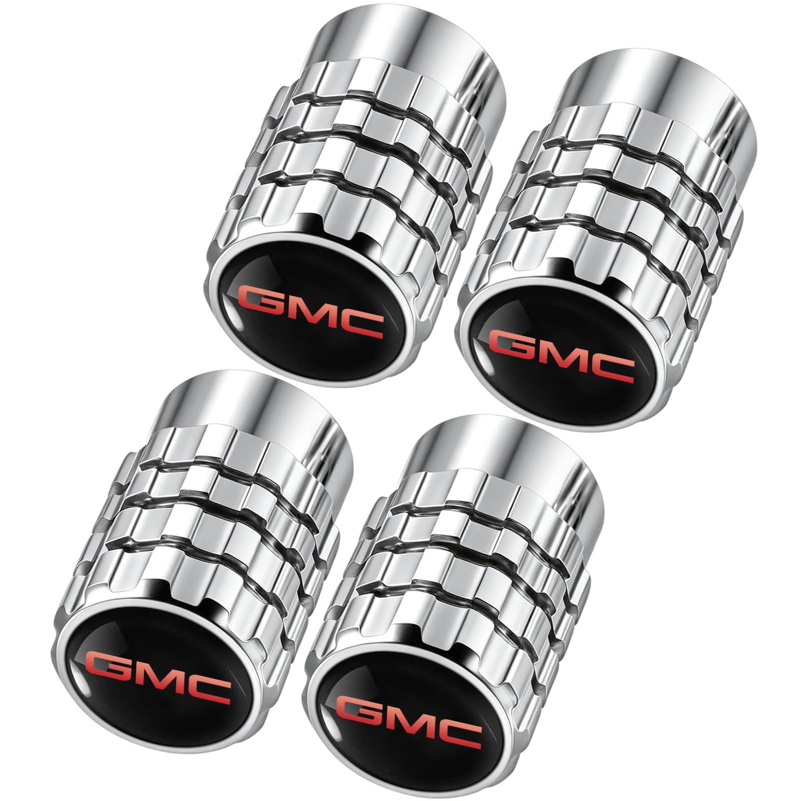 4pcs Tire Valve Stem Caps for GMC Series Stem Cap Universal Car Air Cover Car Accessories for Cars, SUV, Truck, Motorcycles Silver