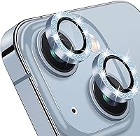 Vista 10 de Compatible con iPhone 14 y 14 Plus, protector de lente de cámara antiarañazos, protector de pantalla de vidrio templado 9H, anillo de cámara a Negro