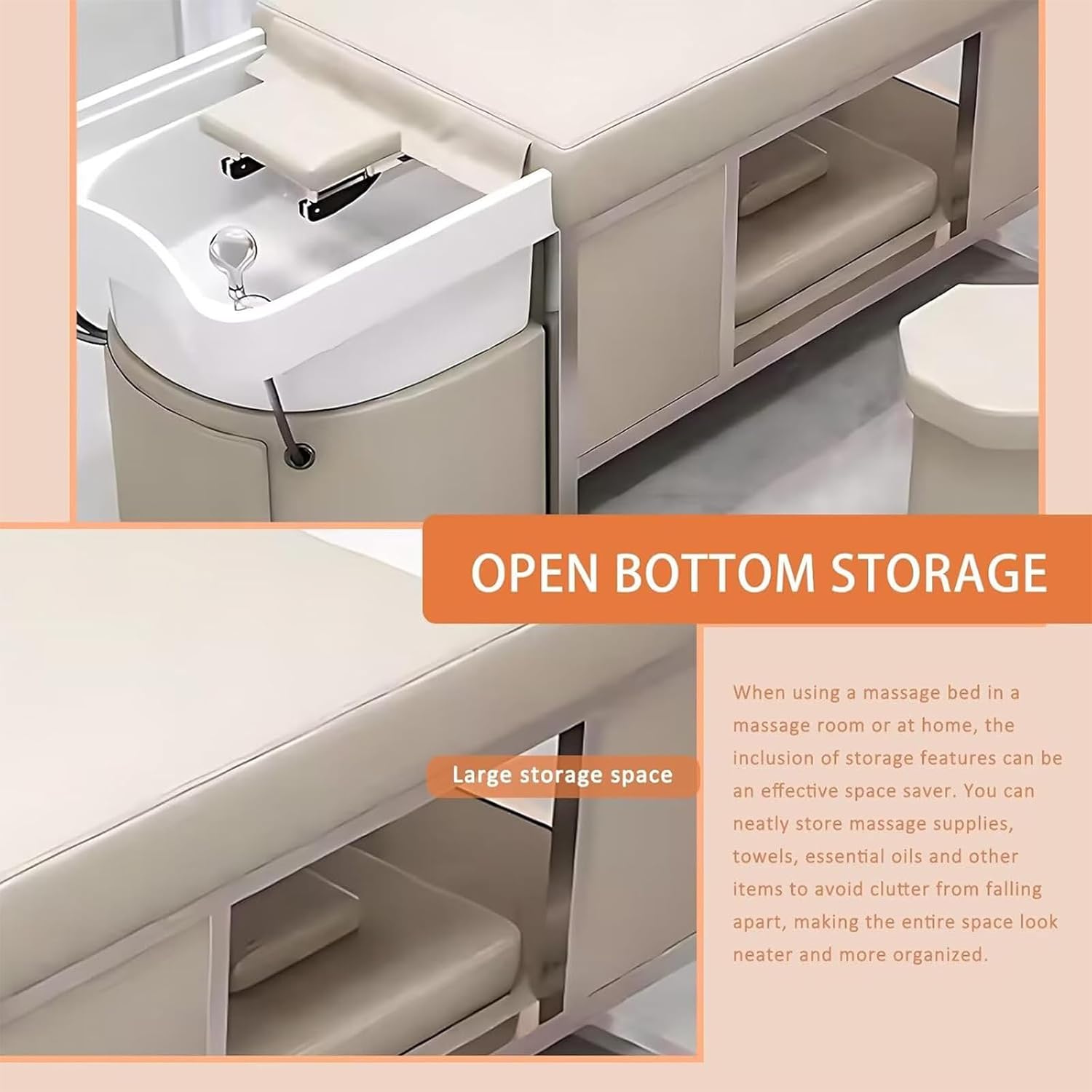 D,Foot Massage Shampoo Bed, with Water Circulation Foot Bath and Acrylic Shampoo Basin Fumigation Integrated Beauty Salon Hair Salon Barber Shop