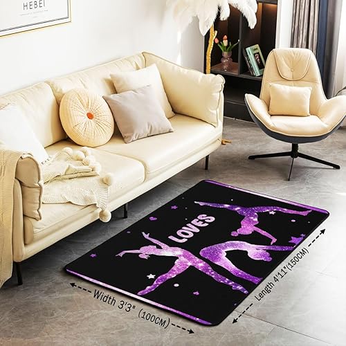 Miniatura 2 de Erosebridal Alfombra de gimnasia de 3 x 5 pies, romántica con purpurina para niñas, para dormitorio, sala de juegos, sala de estar, para amantes de