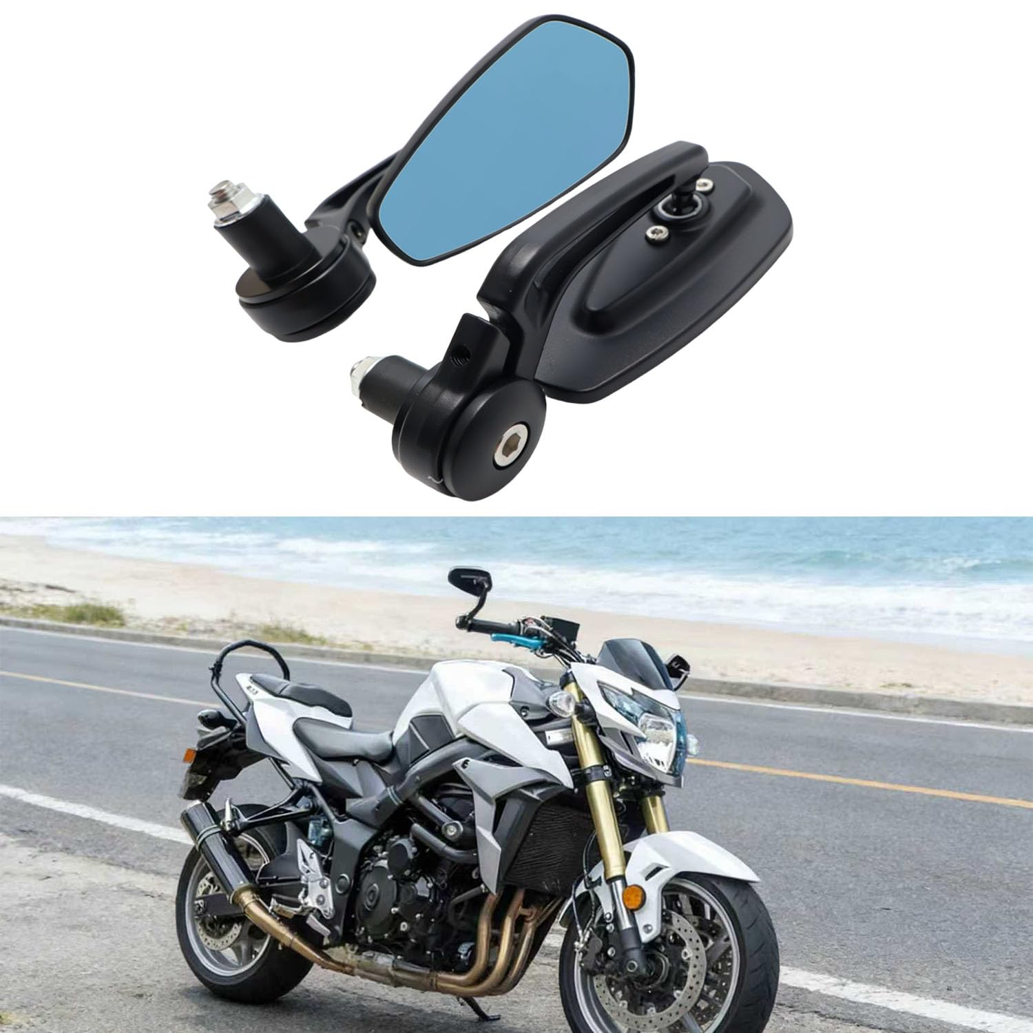 Specchietti Retrovisori per Manubrio Moto Universali 7/8" 22mm, Specchietti Laterali per Moped, Street Bike, Cruiser, Scooter, Bobber, Cafe Racer, Roller, Quad, ATV