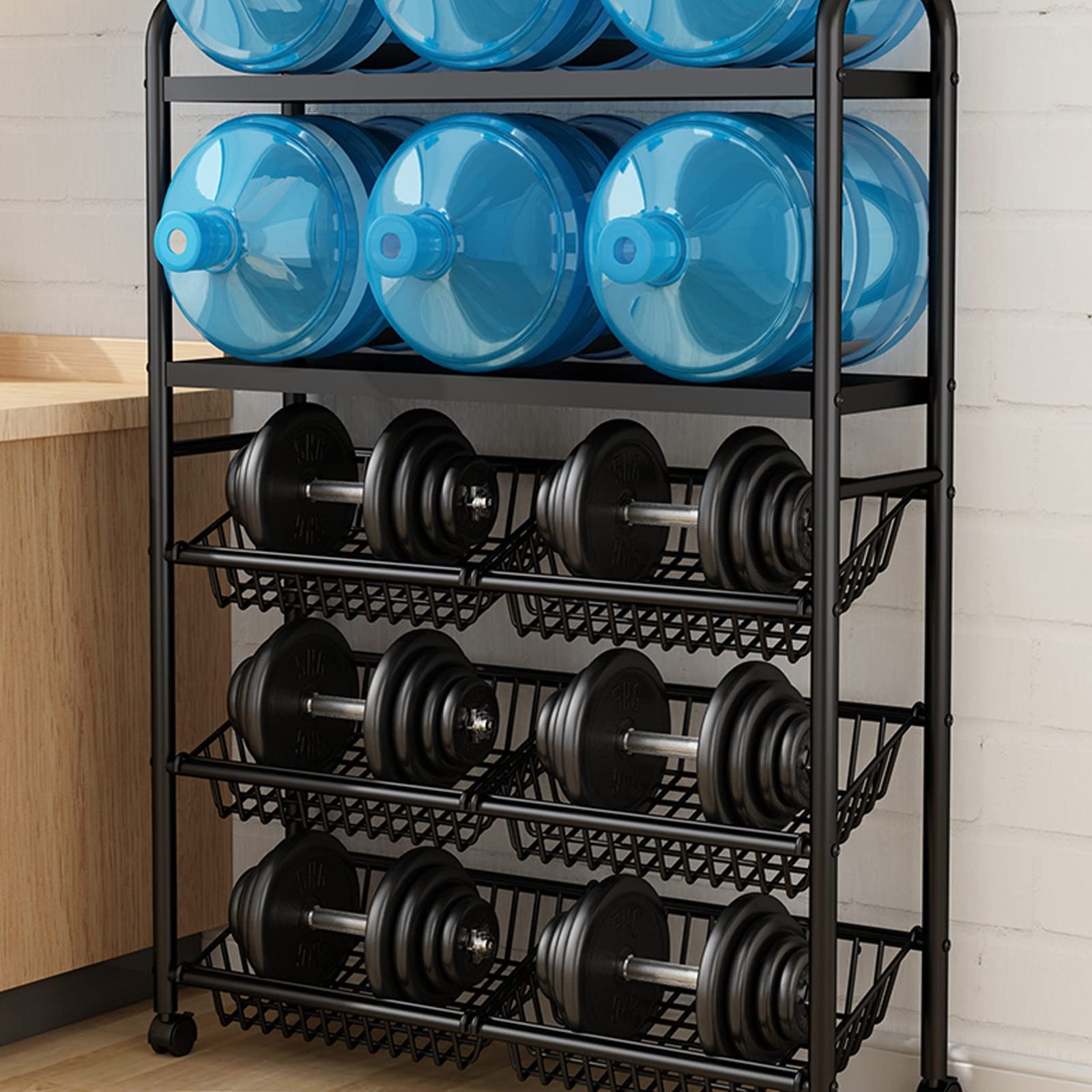 Cestino Frutta 5 Ripiani In Metallo - Porta Frutta, Verdura E Pane, Design Moderno Nero - Foto 8