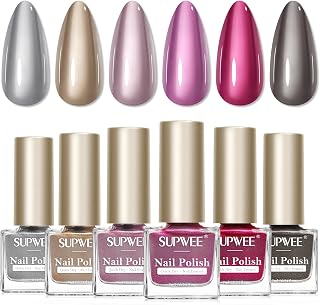Metallic Nail Polish Set, Mirror Nail Polish Non Gel Quick Dry & High Gloss Chrome Effect Mini Air Dry Nail Lacquer Fingernail Toe Nails for Women Girls Manicure Salon DIY Home