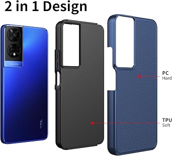 Ailiber for TCL 50 XE Nxtpaper 5G Phone Case, with Screen Protector, Dual Layer Shockproof Protective, Silicone Bumper Non Slip Back, Heavy Duty Rugged Cell Phone Cover for TCL 50XE-Blue