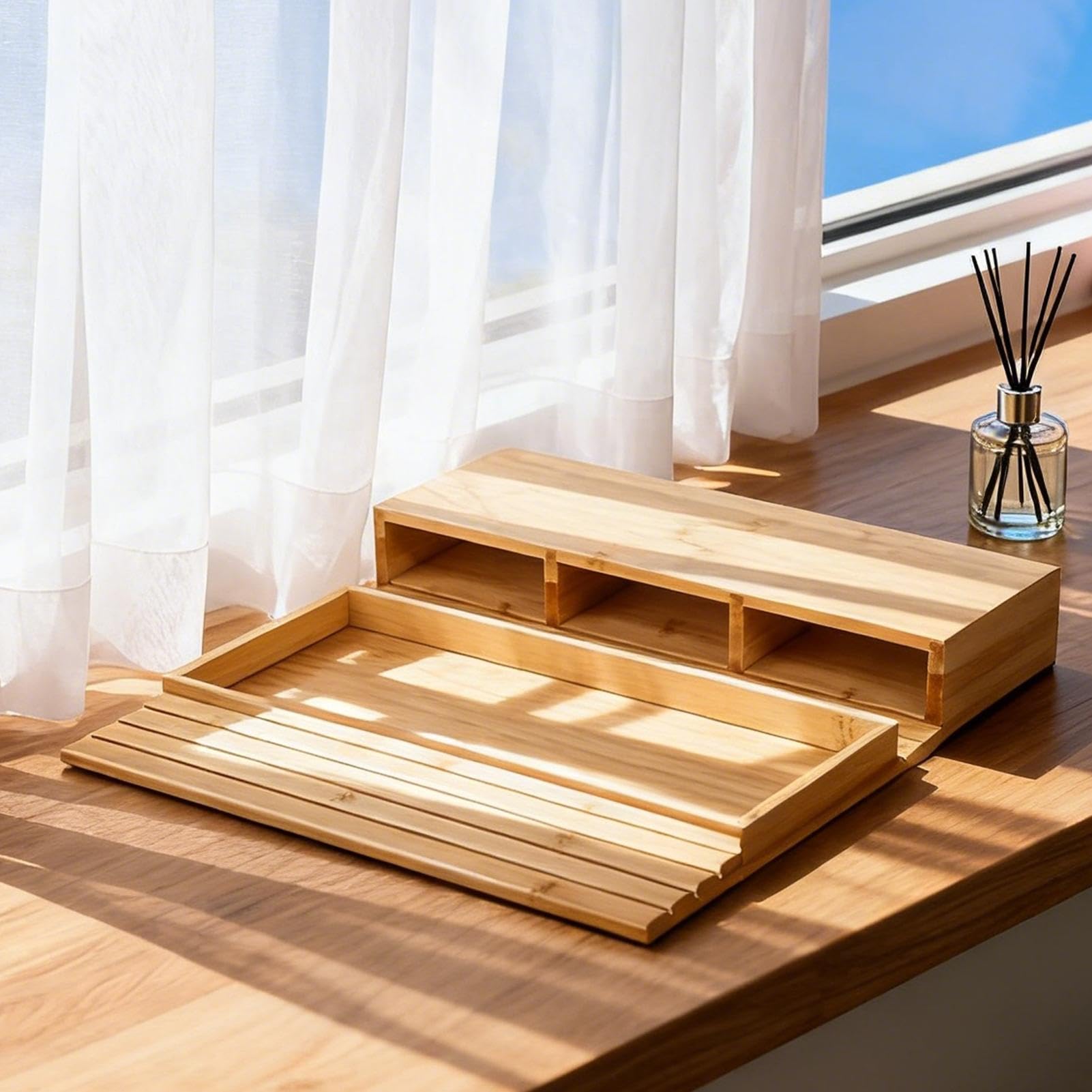 Mesa Para Reposabrazos De Sofá Organizador De Madera Antideslizante | Bandeja Mesa Para Sillón Y Soporte Mando A Distancia Mando A Distancia, Taza, Café, Teléfono, Snack, Salón, Hogar,
