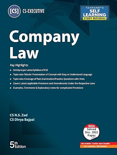 Taxmann's Company Law (Paper 2 | Company Law) – Most updated &amp; amended study material in simple/concise language covering subject matter in tabular format | CS Executive | June/Dec. 2023 Exams