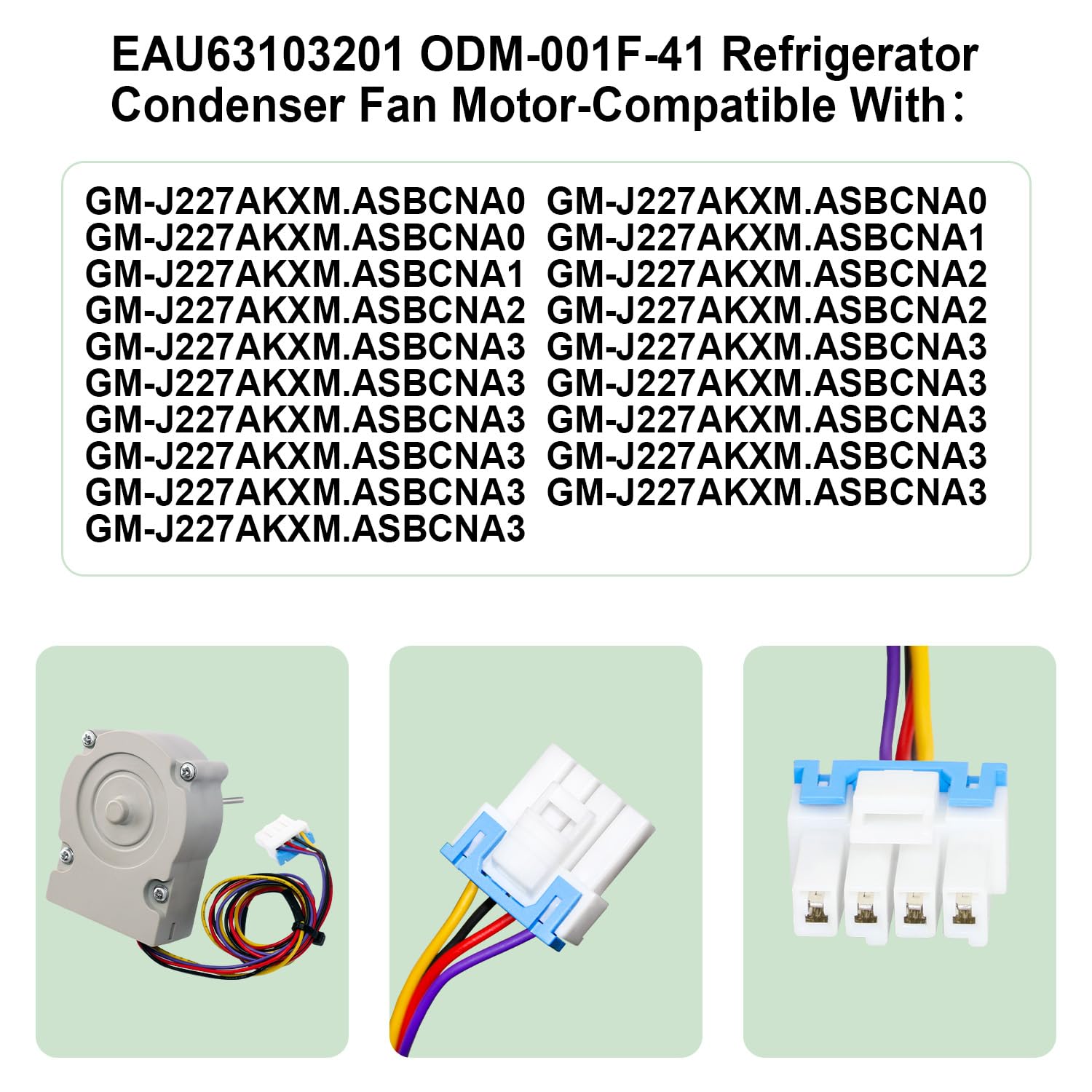 EAU63103201 ODM-001F-41 Refrigerator Evaporator Fan Motor Compatible with Kenmore, Kenmore Elite and LG Refrigerator, DC 12V 1A