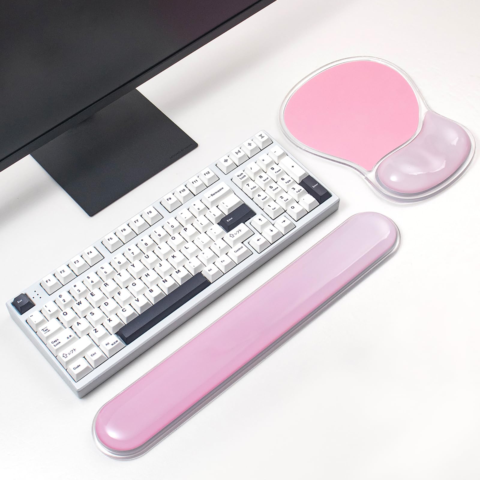 Poggiapolsi in gel rosa per tastiera e mouse – Tappetino ergonomico per