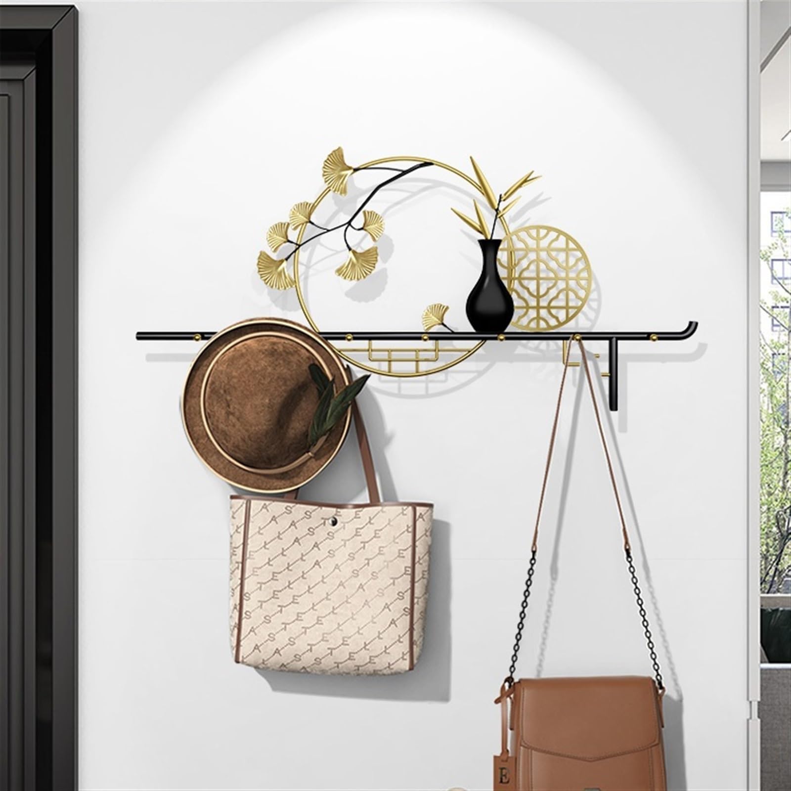 Cintre mural Porte-manteau mural – Crochets robustes, tout en métal, cintre contemporain for veste, manteau, chapeau, for vestiaire, entrée, salle de bain Gain de place