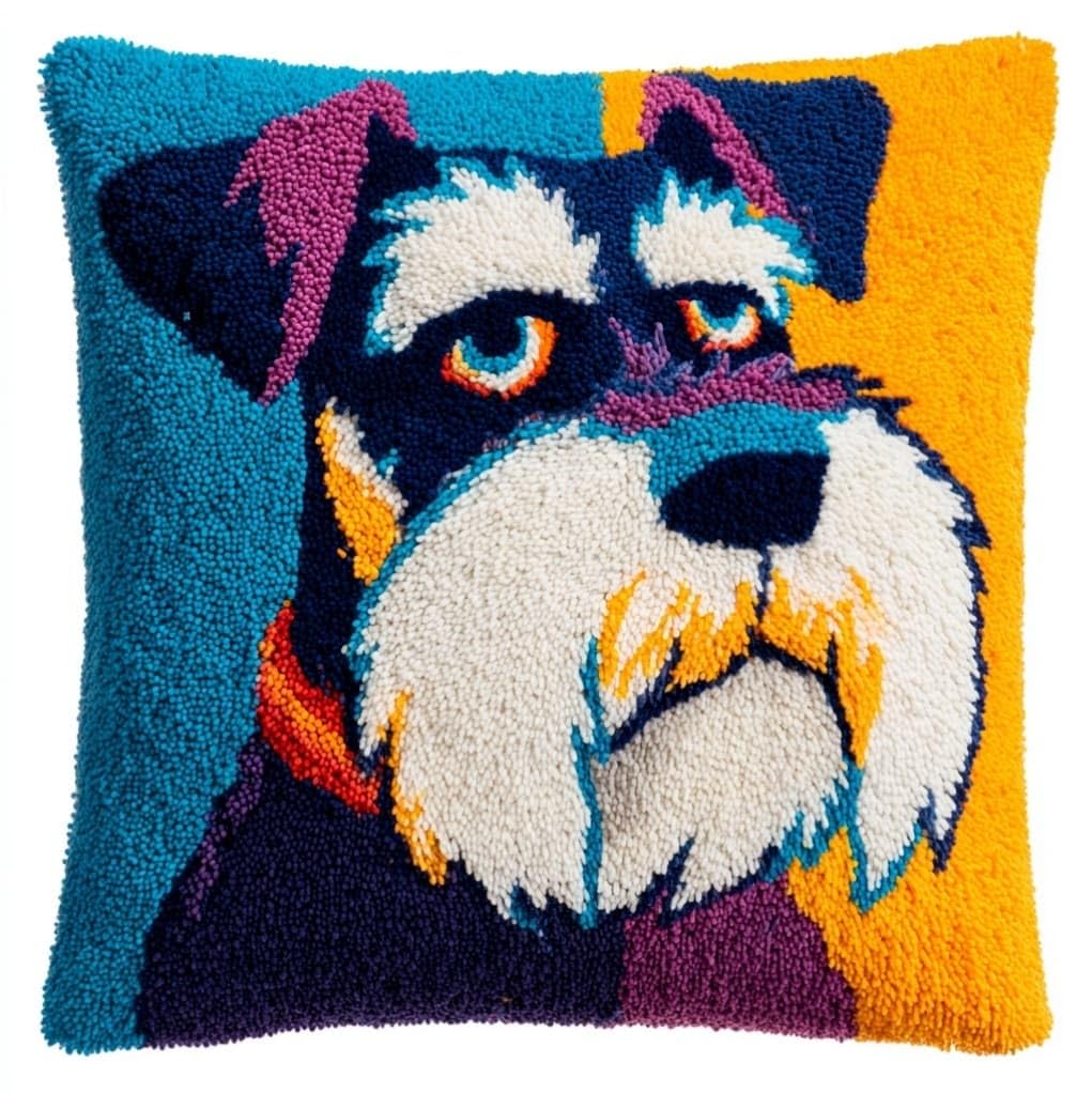 Henypt Latch Hook Embroidery Kit,Colored Schnauzer