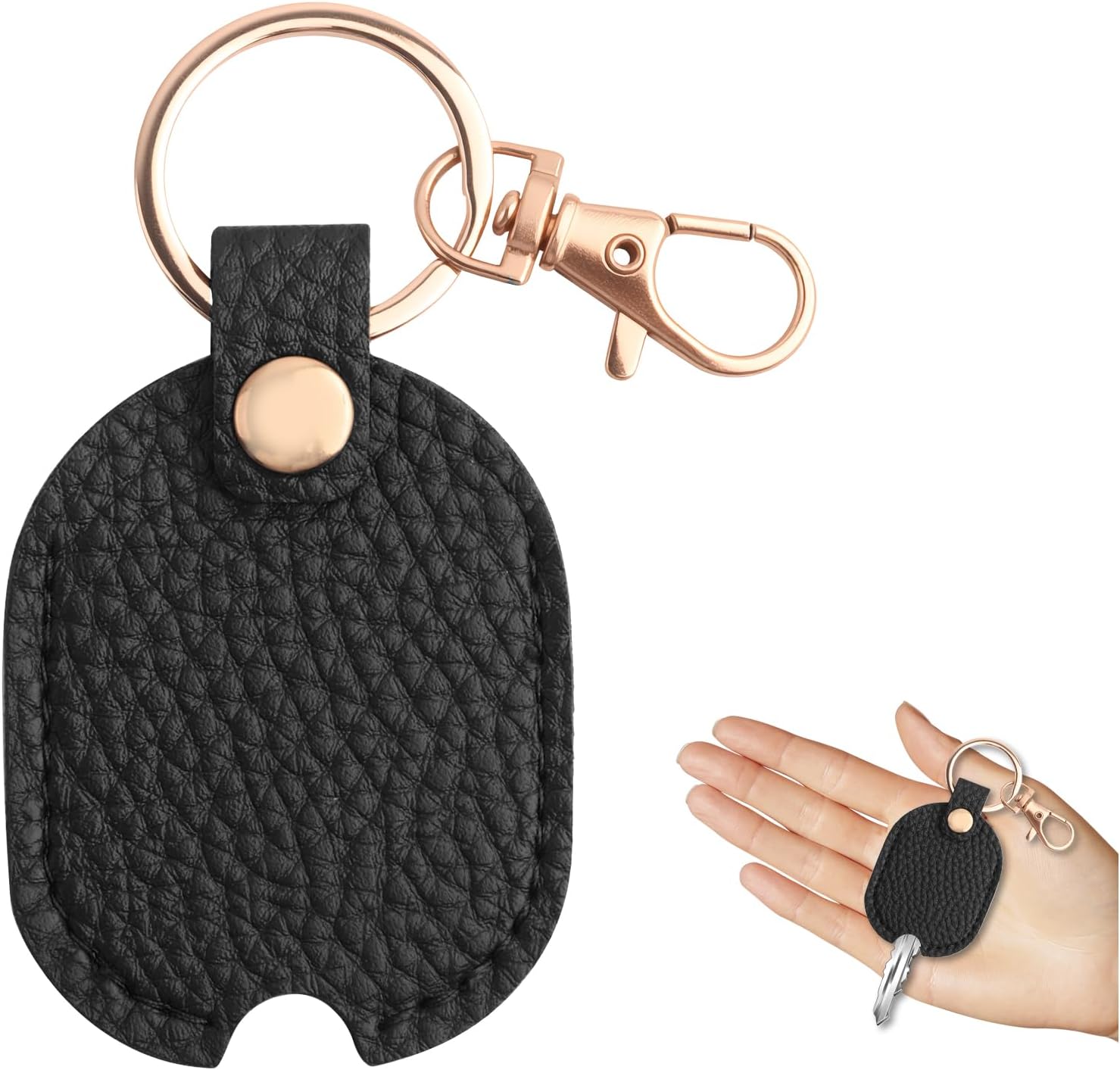 Stylish Leather Car Key Cover,Scratch-Resistant Car Keys Case with Key Ring,Portable Cars Keys Pouch for Purse or Pocket (Black)