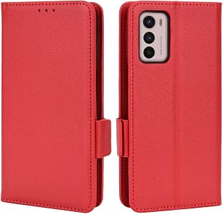 Motorola Moto G62 5G Case 6.5-inch, Shockproof Flip Wallet Protective Cover Notebook Leather Case with Card Holder Magnetic Closure Stand TPU Bumper for Motorola G62 5G Phone Cover, Red