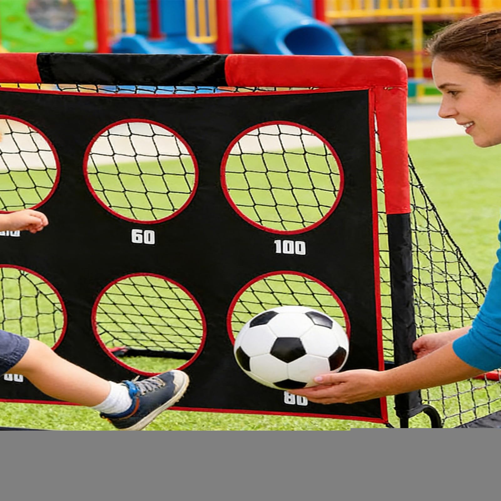 Porta Da Calcio Set Bersaglio Palla Design Pop | Rete Porta Calcio Pieghevole 121x91 cm Per Ragazzi, Ragazze, Sport, Allenamento, Pratica, Lancio, Festa, Giochi