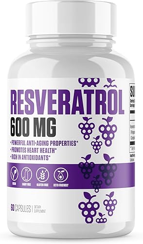Resveratrol Pure # 1 nuevas píldoras de suplemento de resveratrol con absorción máxima para antienvejecimiento, función cognitiva, rica en