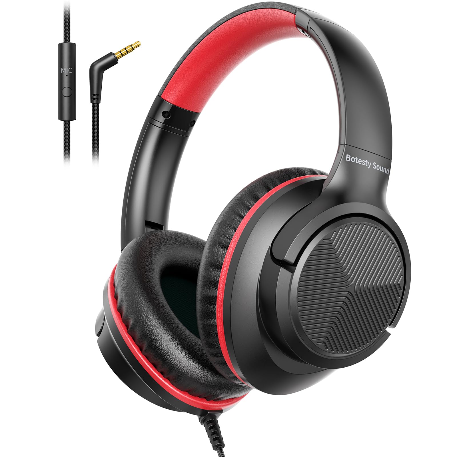 Kopfhörer mit Kabel, 3,5mm Klinkenstecker Kabelkopfhörer mit Mikrofon Beige | Over Ear Faltbar Kabel Kopfhörer, 1,5 m Verwicklungsfreier Nylonschnur für Tablet, Laptop, MP3/4, Schule, Flugzeug