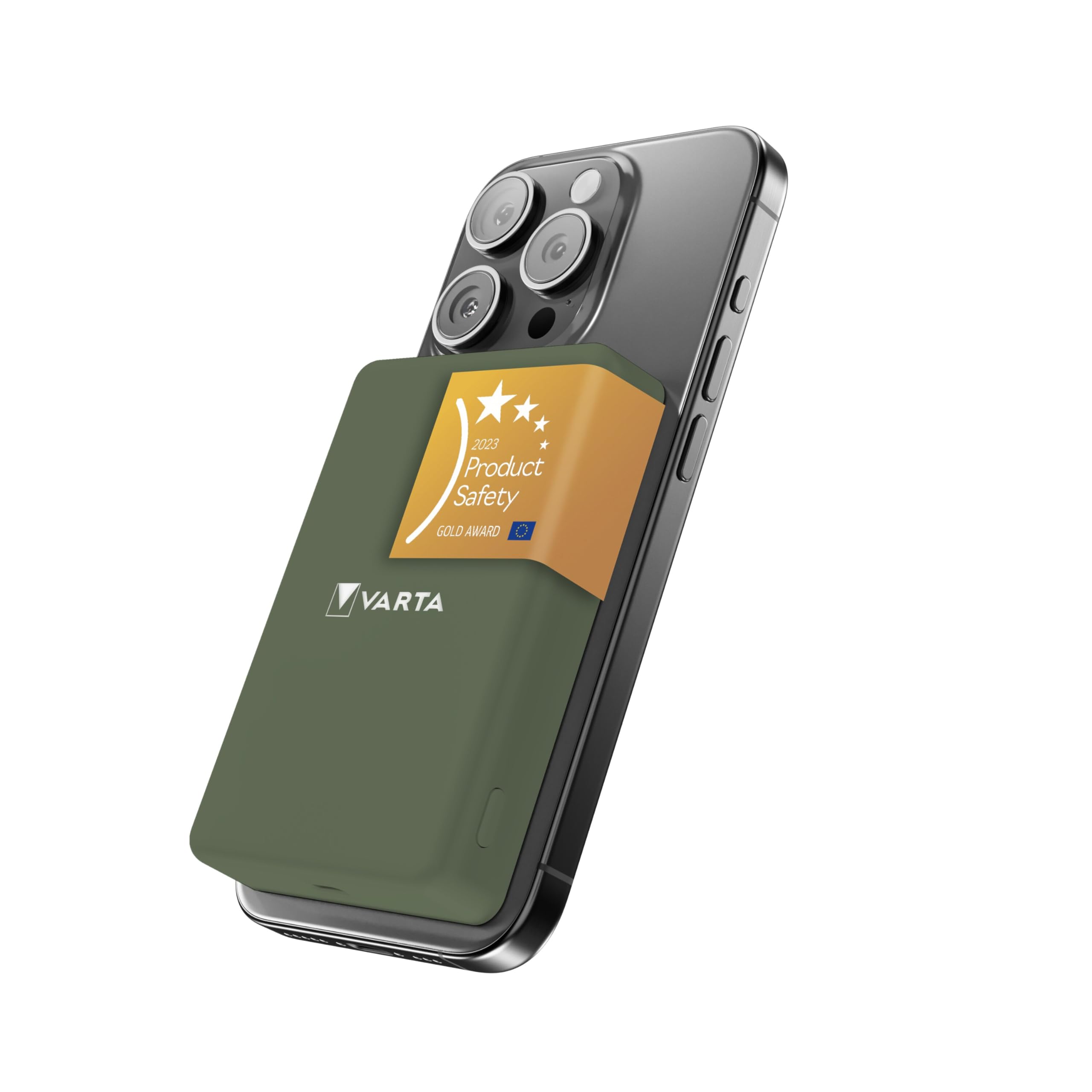 VARTA Power Bank 5.000mAh, magnetische kabellose Powerbank, Mag Pro Power on Demand, Wireless, 7,5W, Ladegerät mit USB Typ C, kompatibel mit MagSafe & Qi Standard (iPhones & Android), olivgrün