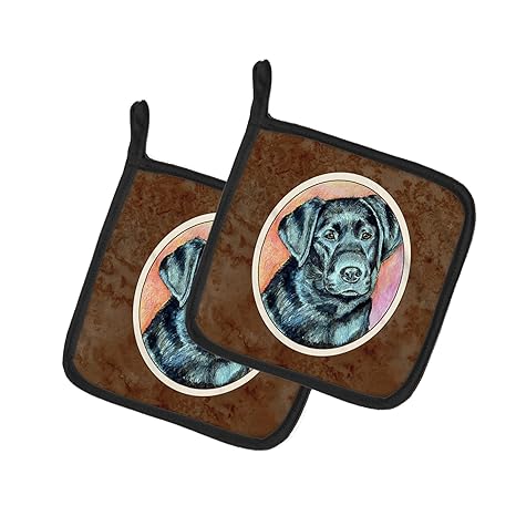 Caroline's Treasures black Labrador Pair of Pot Holders 7177PTHD, 7.5HX7.5W, Multicolor