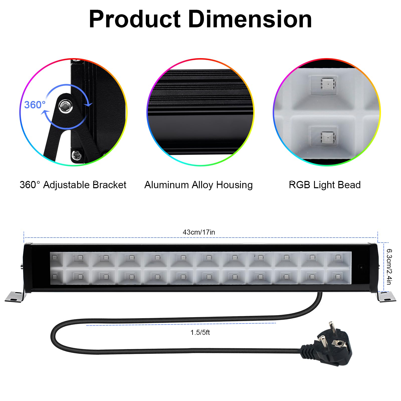 Faretto LED RGB Esterno 50W, 2 Pezzi Barra LED RGB con 360° Telecomando e Controllo APP Bluetooth, Impermeabile IP66 Faretti RGB da Esterno Luce d'Atmosfera RGB per Festa Natale Giardino