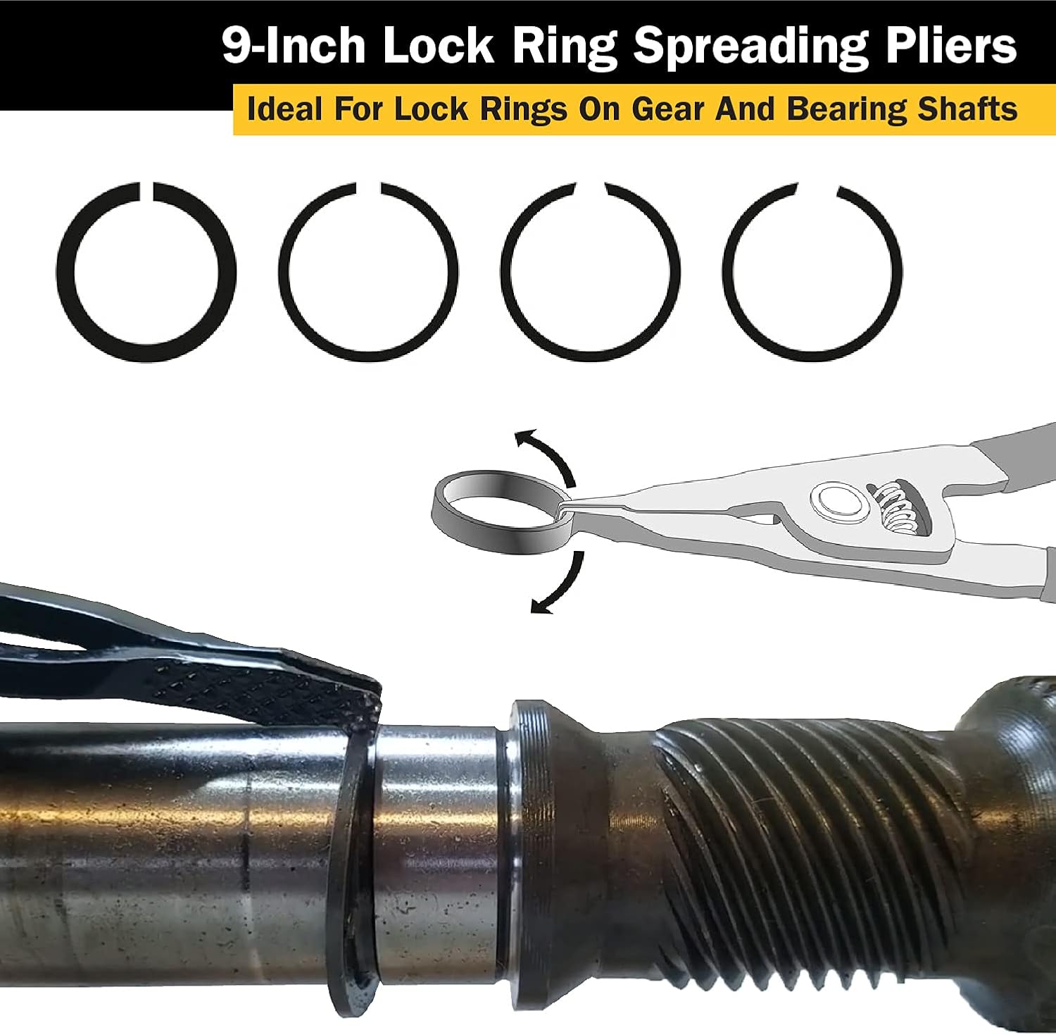 Titan 51901 9-Inch Lock Ring Spreading Pliers with Knurled Tips