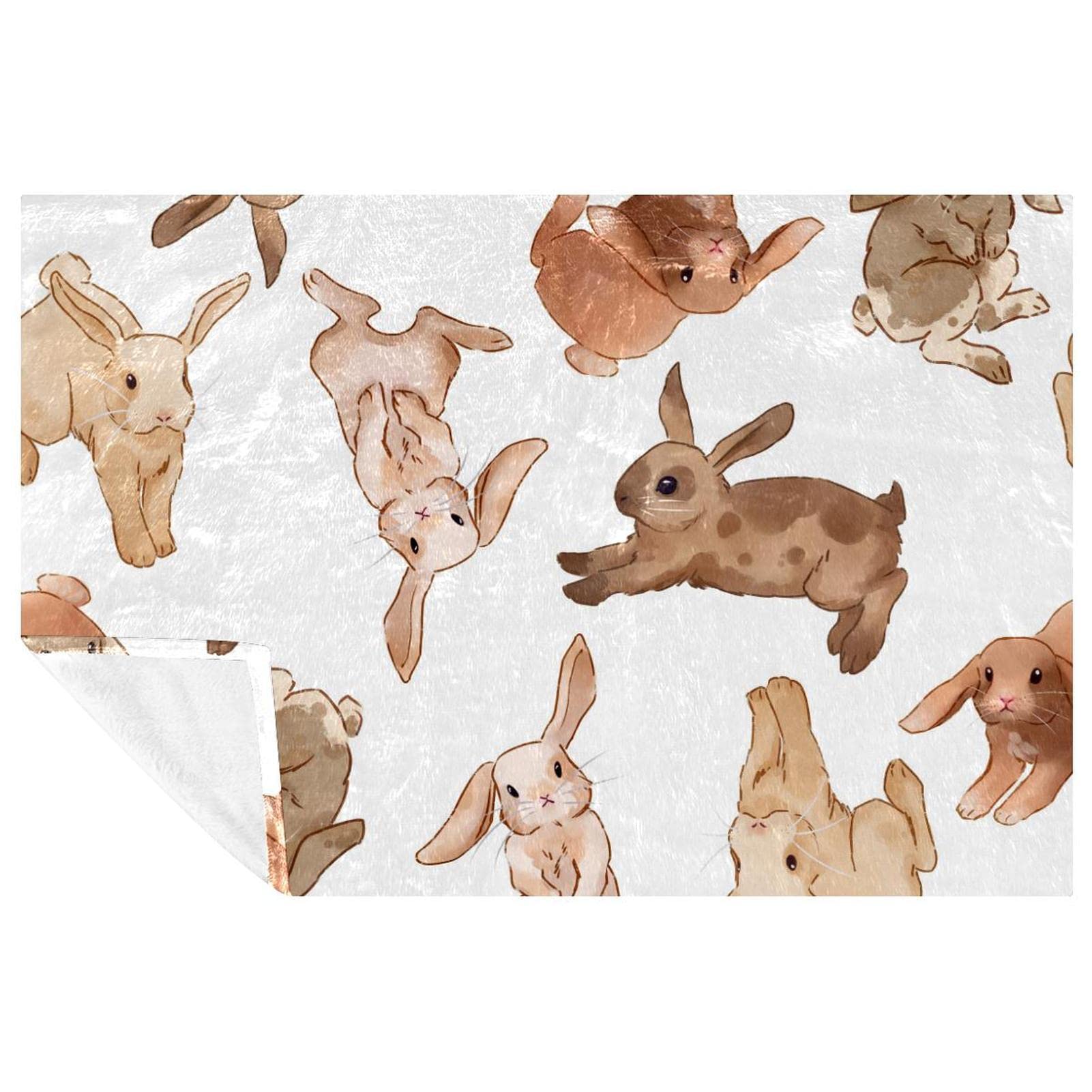 Couverture douce anti-froid pour canapé et lit avec motif lapins