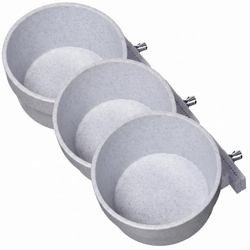 Tigelas para Gaiola com Fixação Quick Lock Lixit para Pequenos Animais e Aves, Cinza, 567 g, Pacote com 3