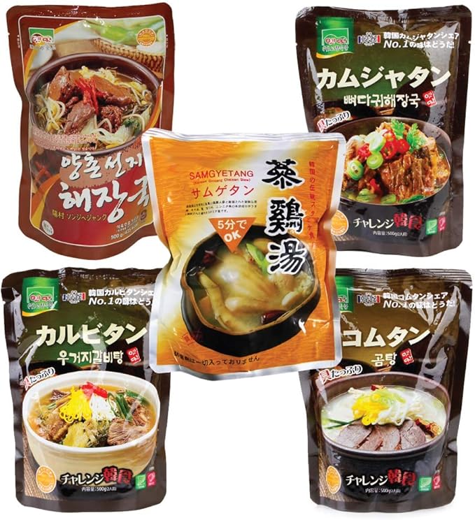 Amazon 韓国 レトルト スープ 食べ比べ5種セット 参鶏湯 カムジャタン ヘジャンク カルビタン コムタン スープ Sese スープ 通販