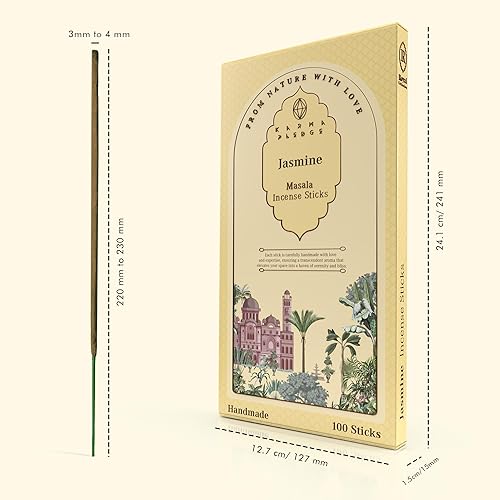 Miniatura 2 de Jasmine Masala Incense Sticks Organic Hand Rolled 100 Sticks with Natural Herbs & Aromatic Ingredients, Burn Time 45 to 60 Minutes, Incense for
