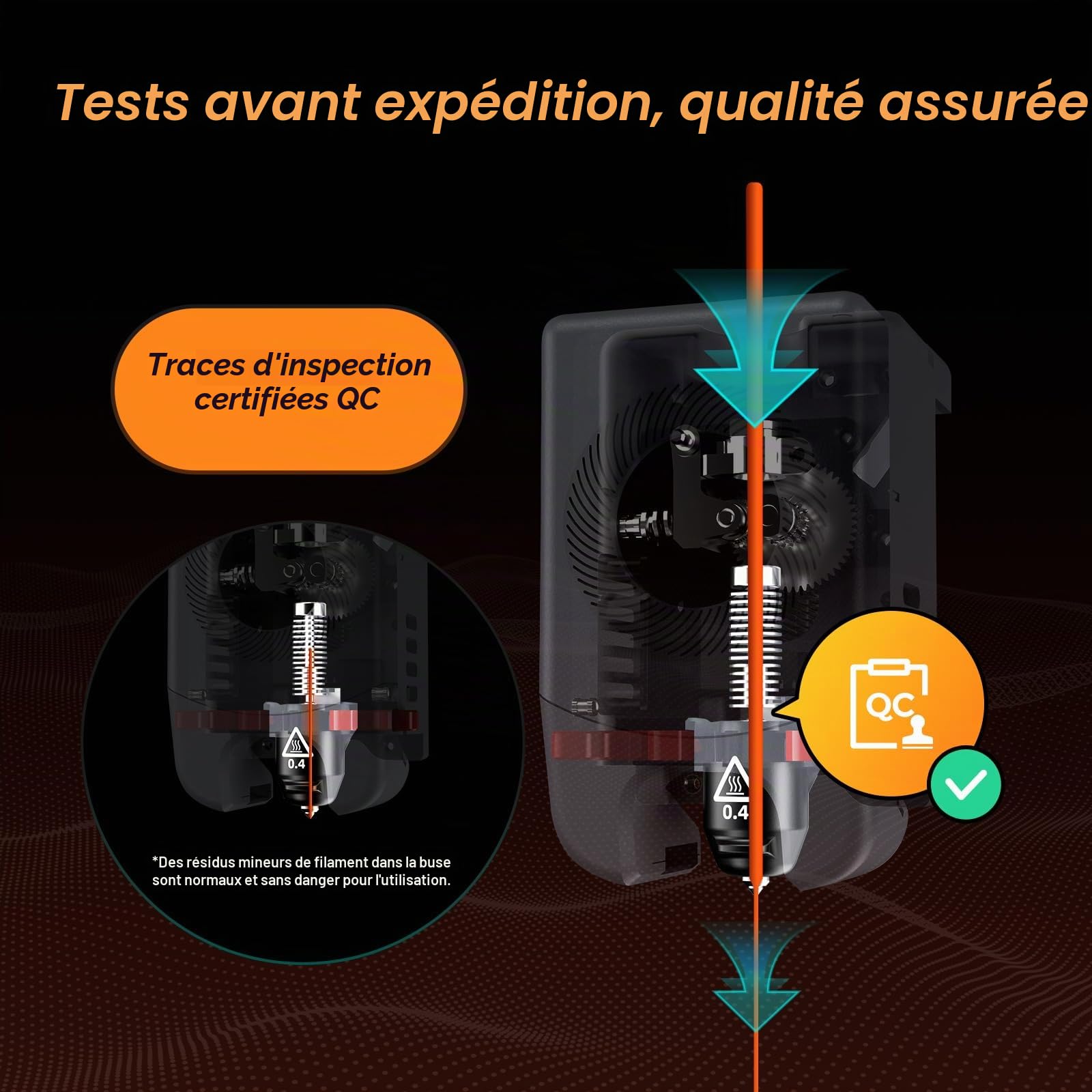 Flashforge Adventurer 5M Series Buse 0.4mm Haute Précision | Dégagement Rapide, 280°C, Haute Vitesse