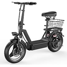 ASKGO Electric Scooter with Seat, 1000W Peak Escooter for Adults, Up to 25MPH 35Miles Range, 14" Foldable E Scooter with Dual Suspension Dual Brake for Commuting, Travel, Shopping