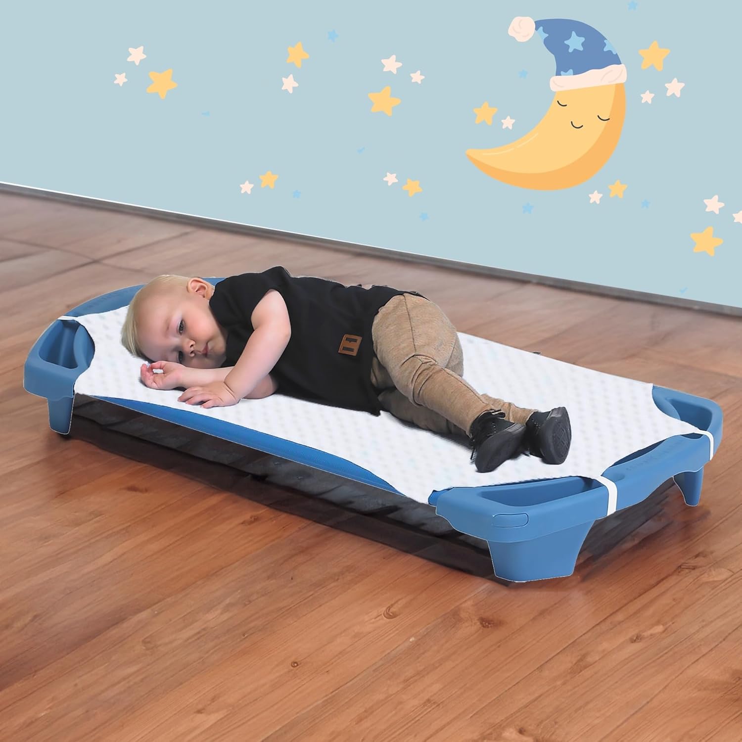 Angeles Angels Rest White Cot Sheet with Elastic Straps, Toddler Size, Cot Sheets for Daycare, Toddler Cot Sheets, Set of 4