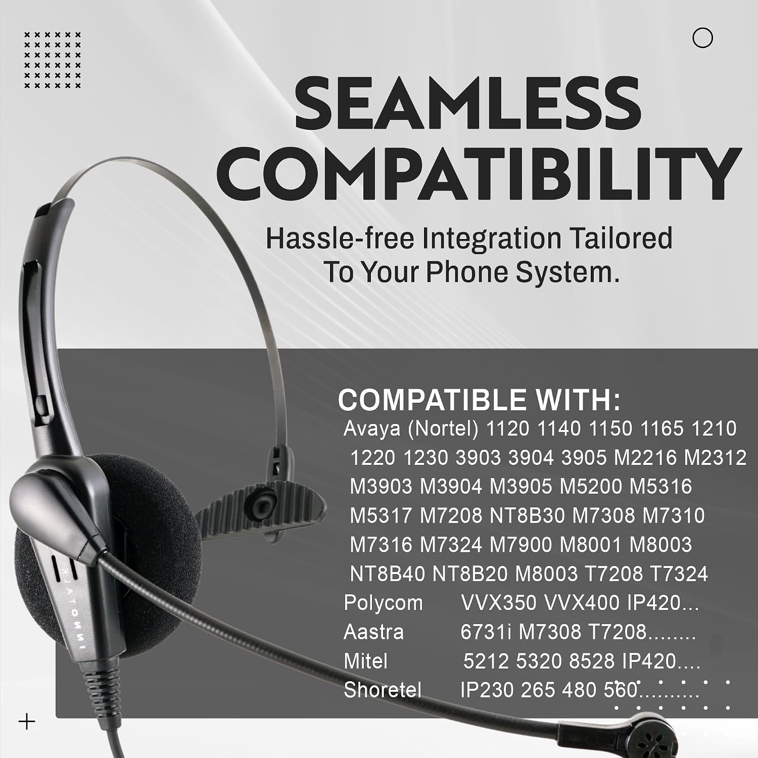 INNOTALK Classic Nortel Headset - Compatible with Avaya Nortel Phone 1120e, 1230, M3903, M7208, M7324 - Black, Monaural, Noise Cancel Mic, RJ9 Quick Disconnect, 2 Year Warranty
