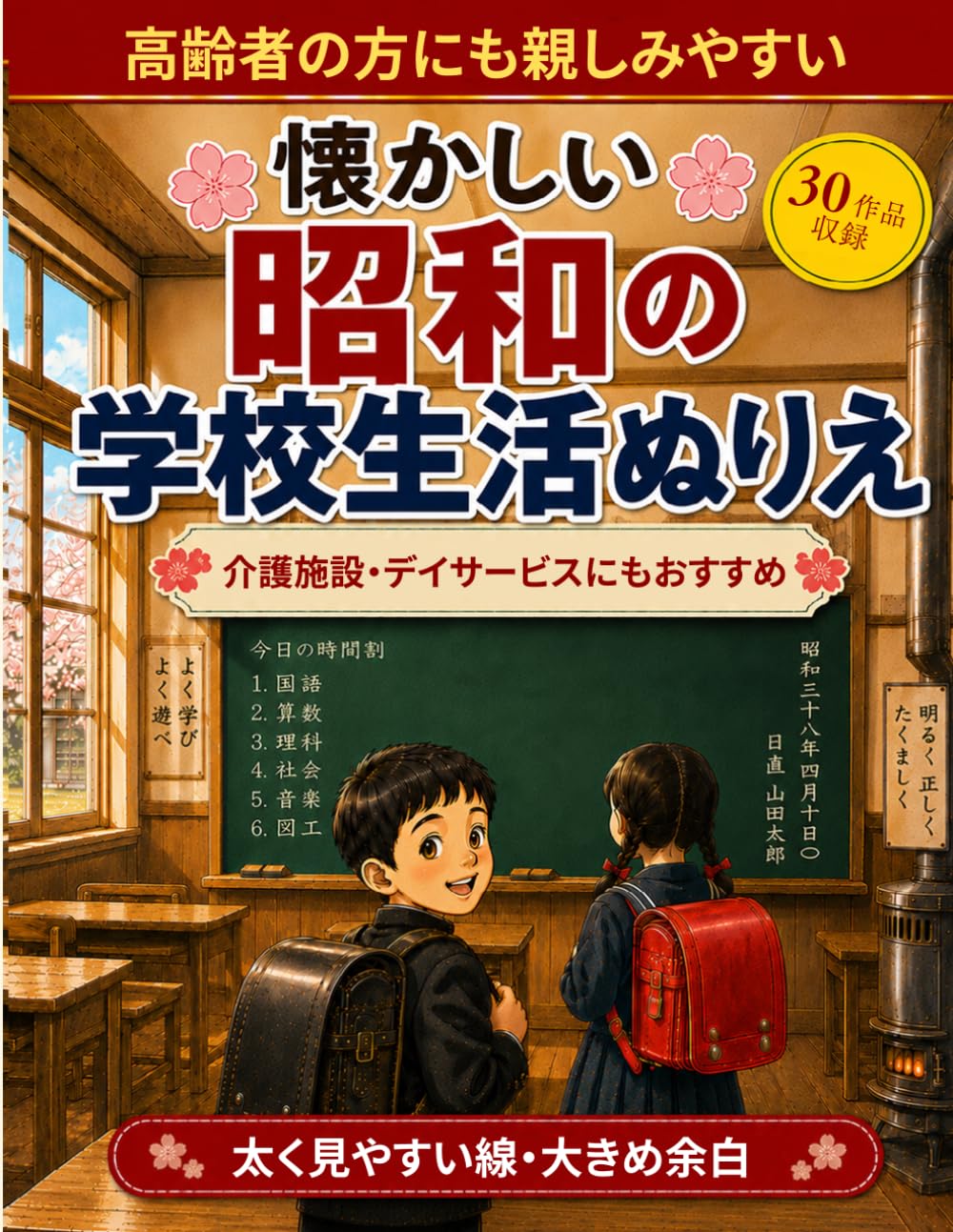 懐かしい 昭和の学校生活ぬりえ: 高齢者の回想ぬりえ