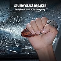 Vista 5 de Navaja de bolsillo para hombre – Cuchillos plegables de bolsillo con mango de madera de hoja afilada con clip, rompedor de vidrio, cuchillos EDC