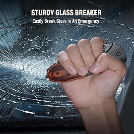 KEXMO Pocket Knife for Men - 3.46 Sharp Blade Wood Handle Pocket Folding Knives with Clip, Glass Breaker - EDC Knives for Hunting Camping Survival Outdoor Fishing Hiking Women Men, Black