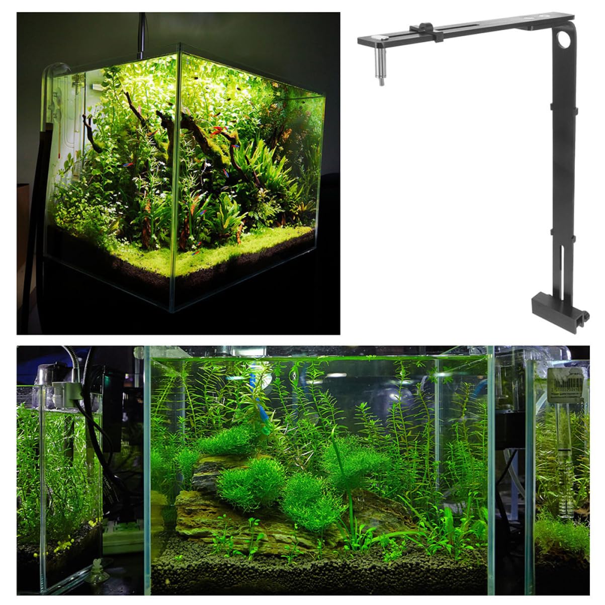 Kisangel Lichthalterhalterung Für Aquarien 2er-pack Aquarien-lichtständer Klemmstil Für Lampe Stabiles Aluminium Schwarz Für Wasserpflanzen
