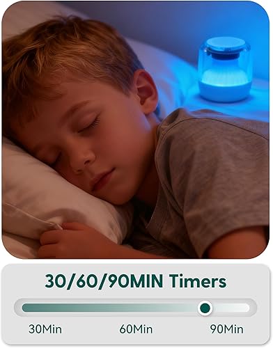 Miniatura 5 de Babelio Pocket Glow - Máquina de sonido de ruido blanco, mejorada con luz nocturna, 20 sonidos sin bucle, temporizador y función de memoria, tamaño